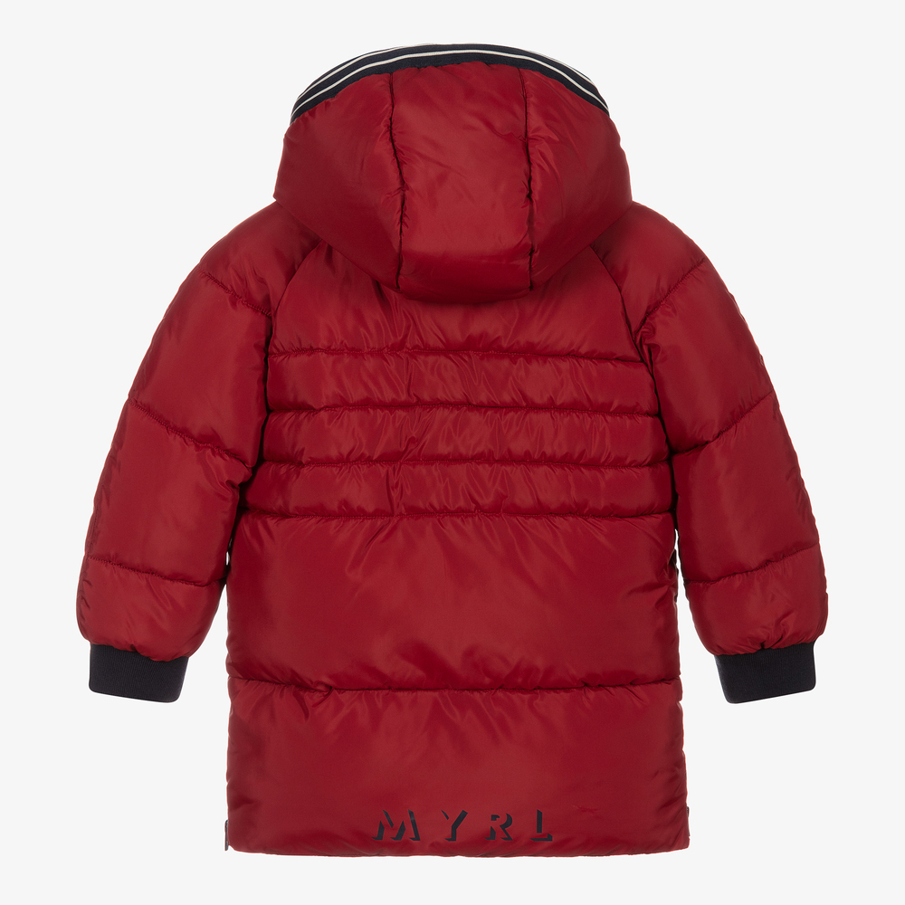 Boys red puffer coat hot sale