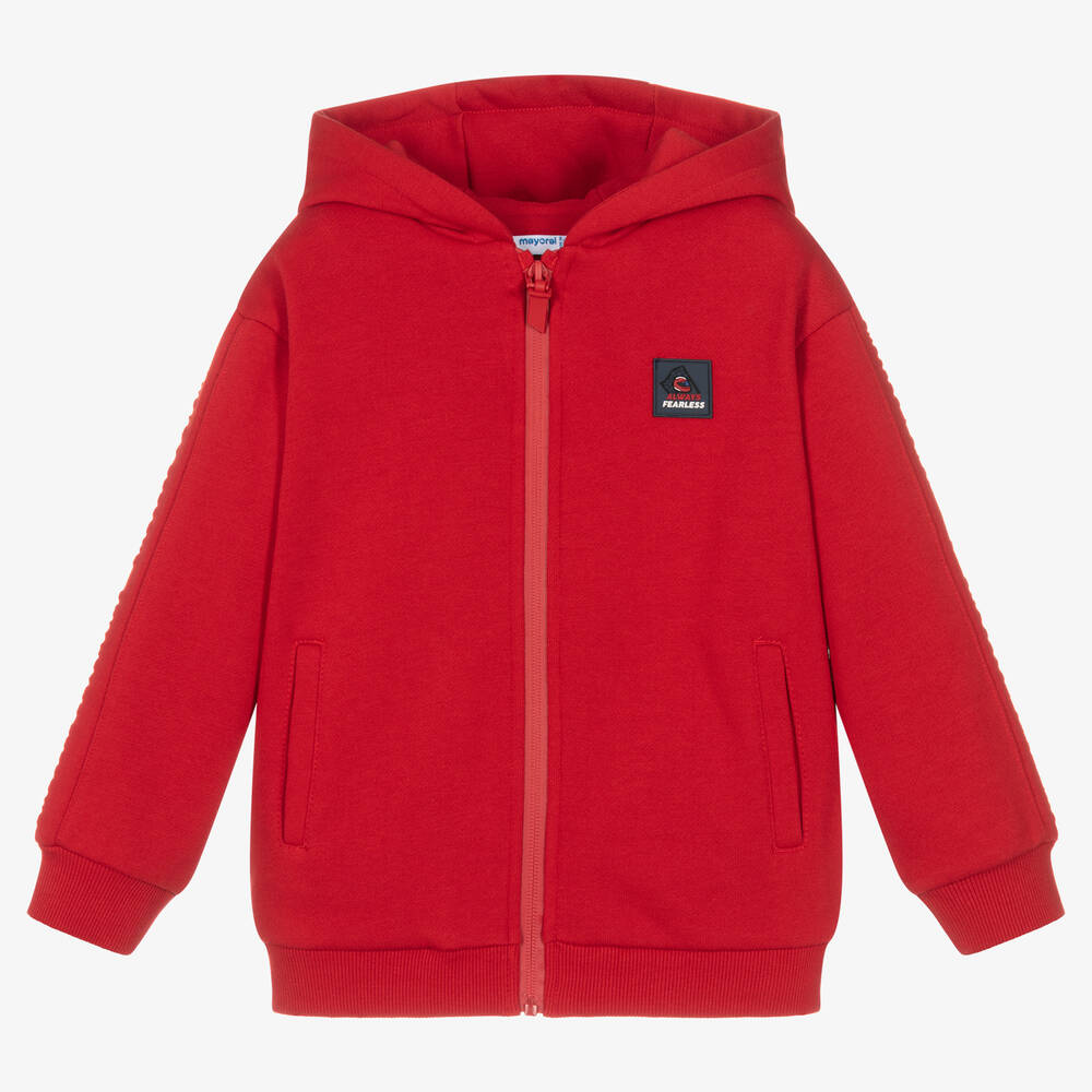 Mayoral - Boys Red Race Car Patch Zip-Up Top | Childrensalon