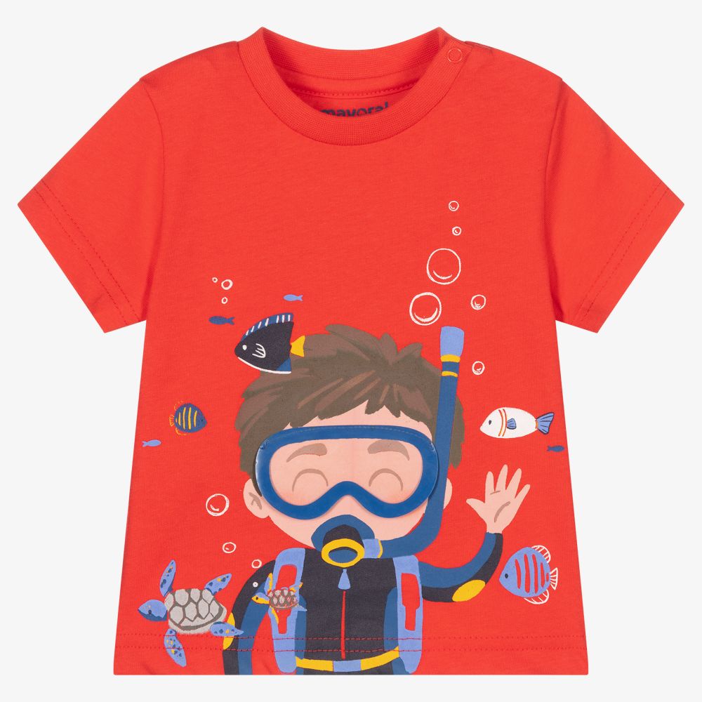 Mayoral-Boys Red Scuba T-Shirt | Childrensalon Outlet