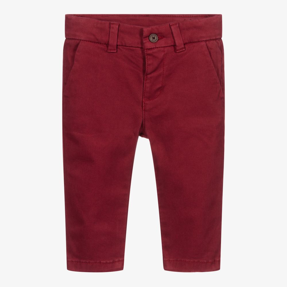 Mayoral - Boys Red Slim Fit Trousers | Childrensalon