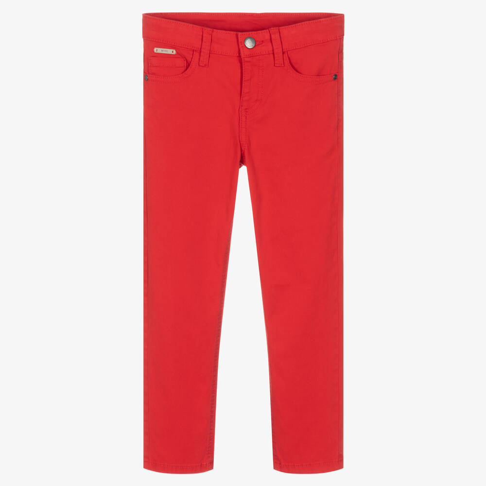 Mayoral-Boys Red Slim Fit Trousers | Childrensalon Outlet