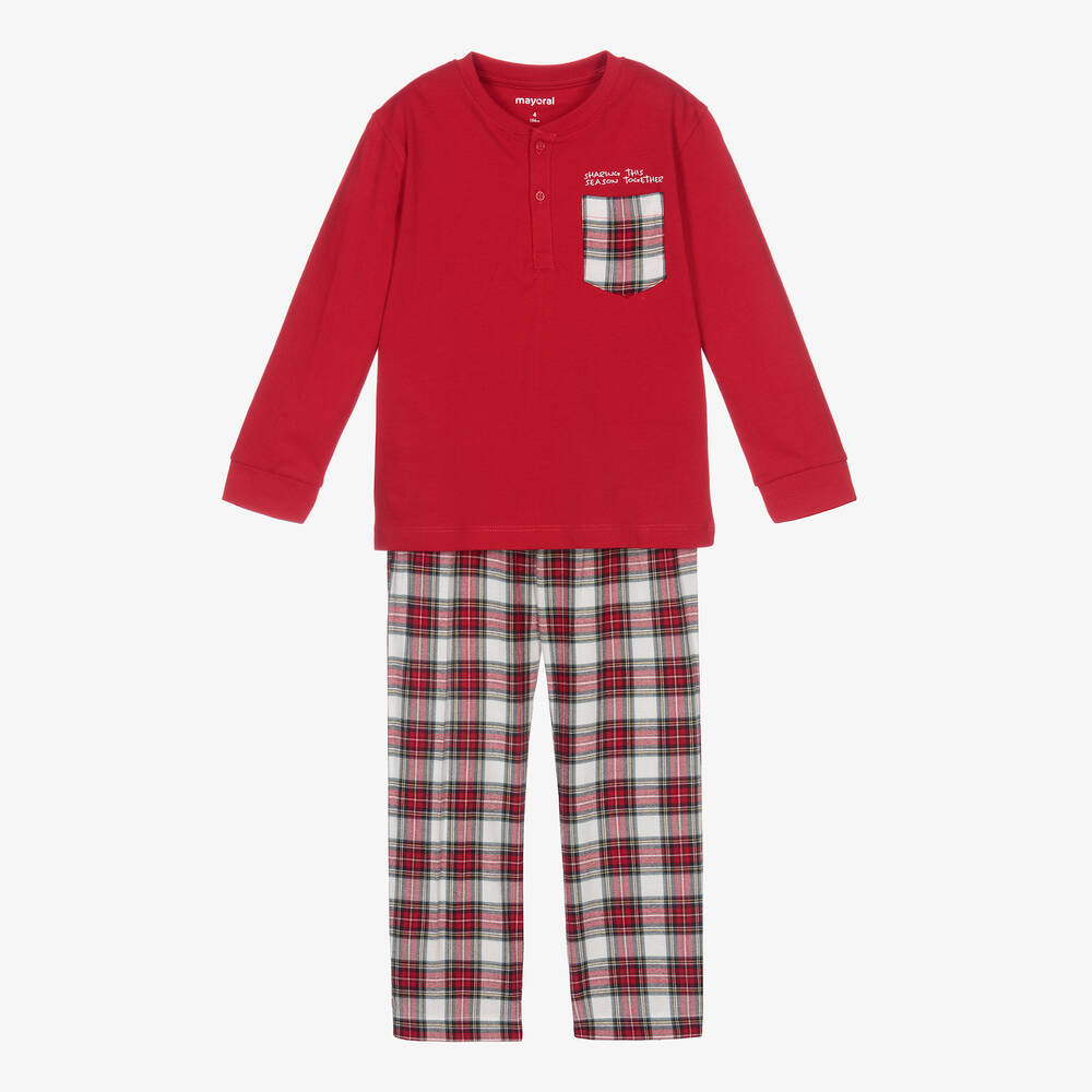 Mayoral - Красная пижама в клетку для мальчиков | Childrensalon