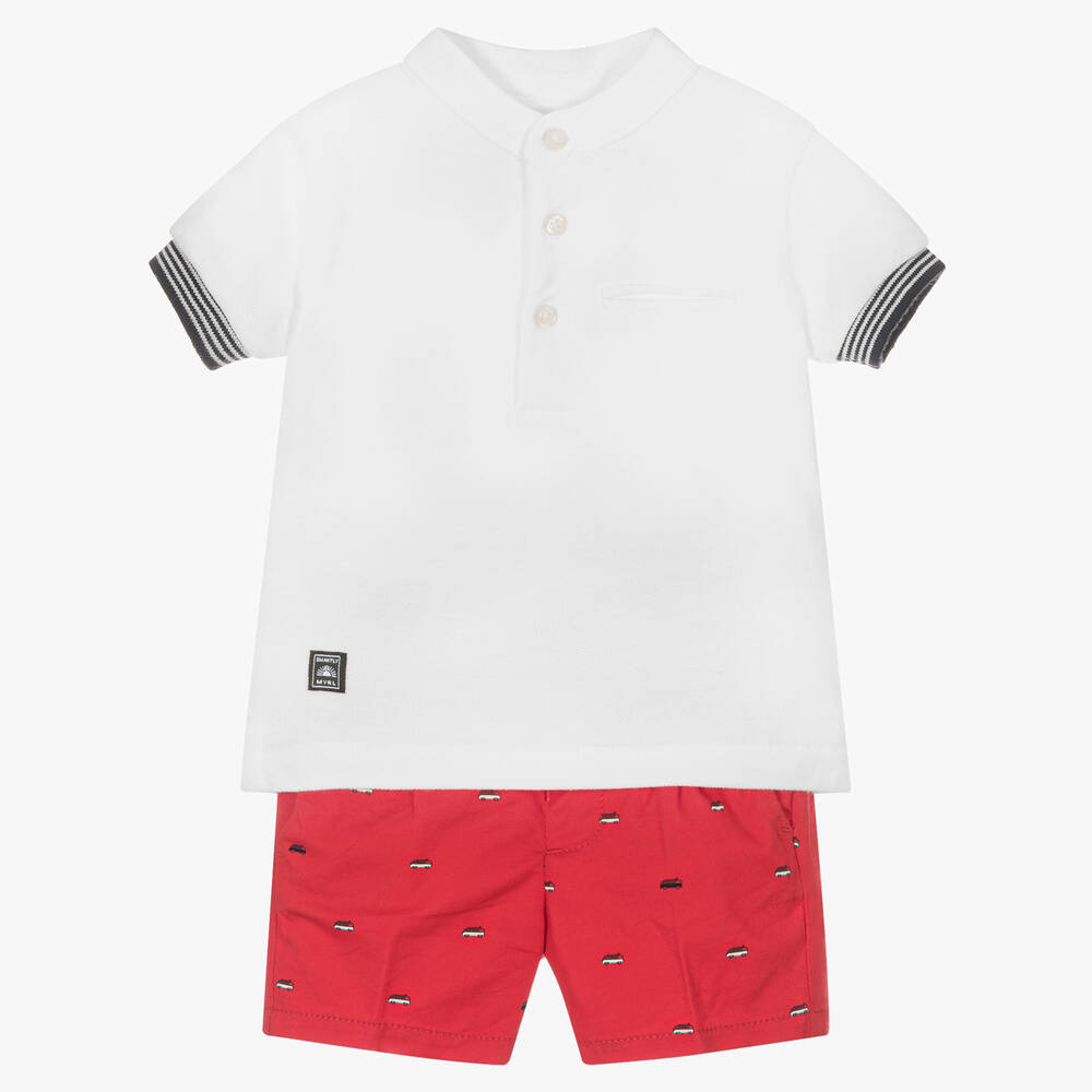 Mayoral - Short et t-shirt rouge et blanc  | Childrensalon