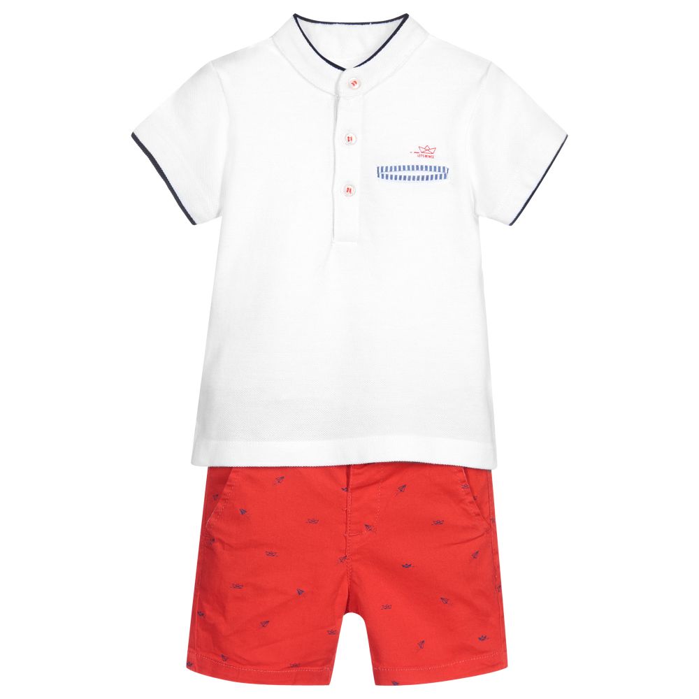 Mayoral - Boys Red & White Shorts Set | Childrensalon