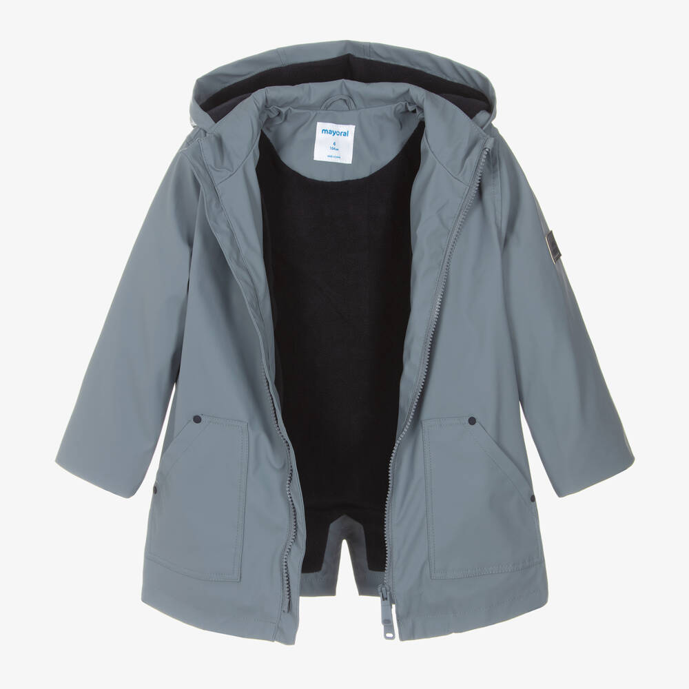 Mayoral-Boys Rubberised Blue Parka | Childrensalon Outlet