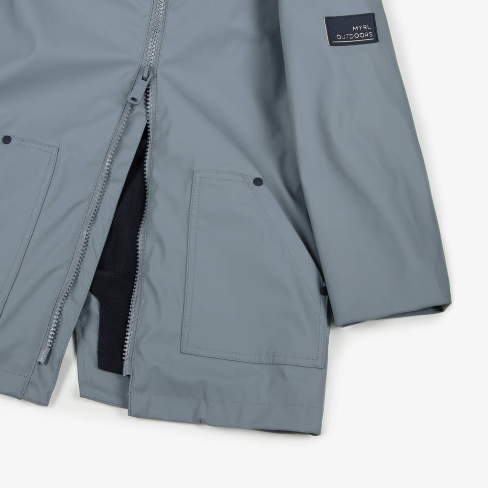 Mayoral-Boys Rubberised Blue Parka | Childrensalon Outlet