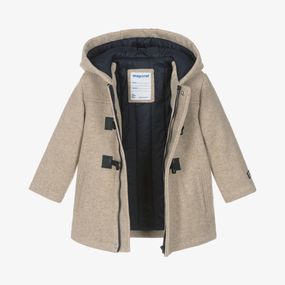 Mayoral-Boys Sand Hooded Duffle Jacket | Childrensalon Outlet