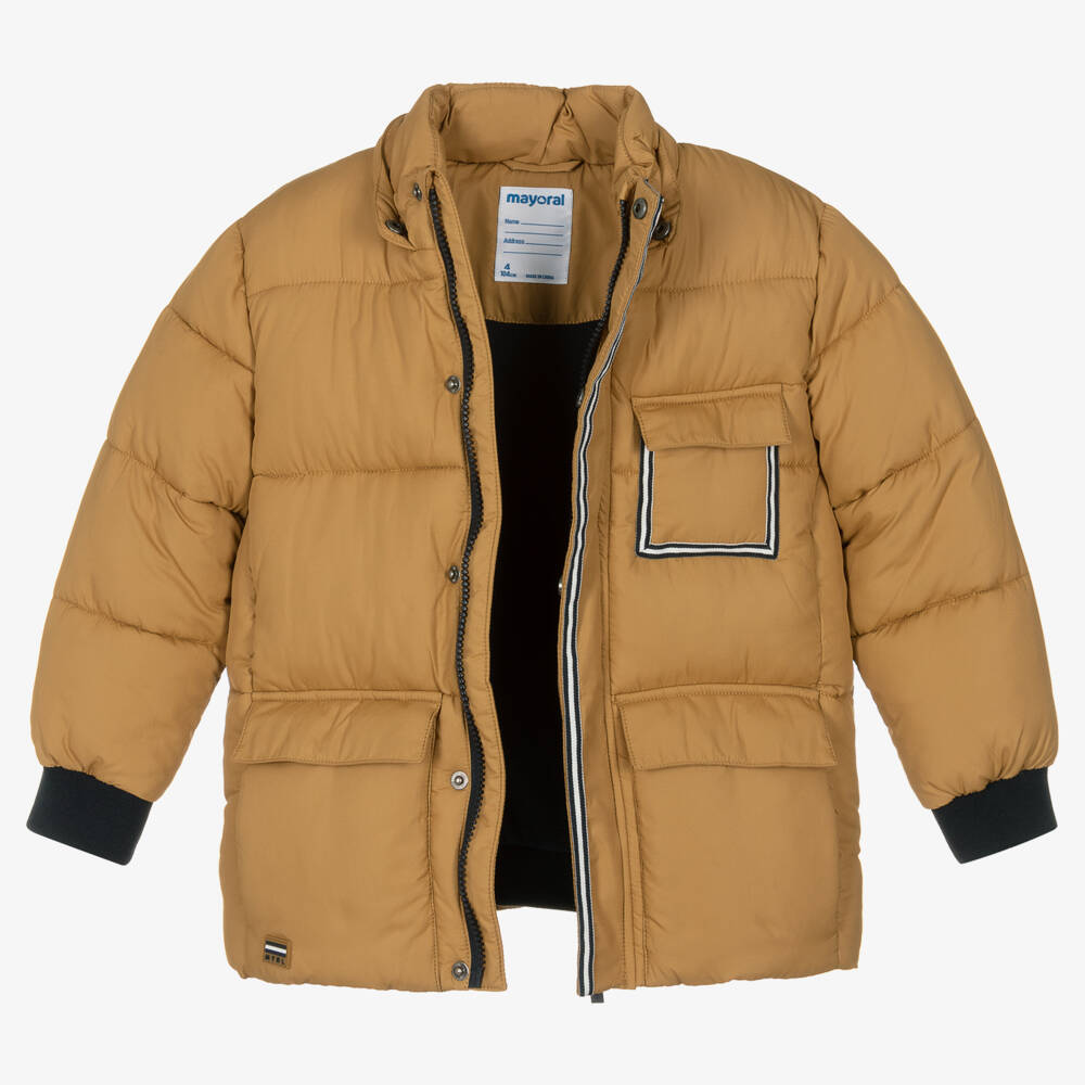 Mayoral-Boys Sand Hooded Quilted Jacket | Childrensalon Outlet