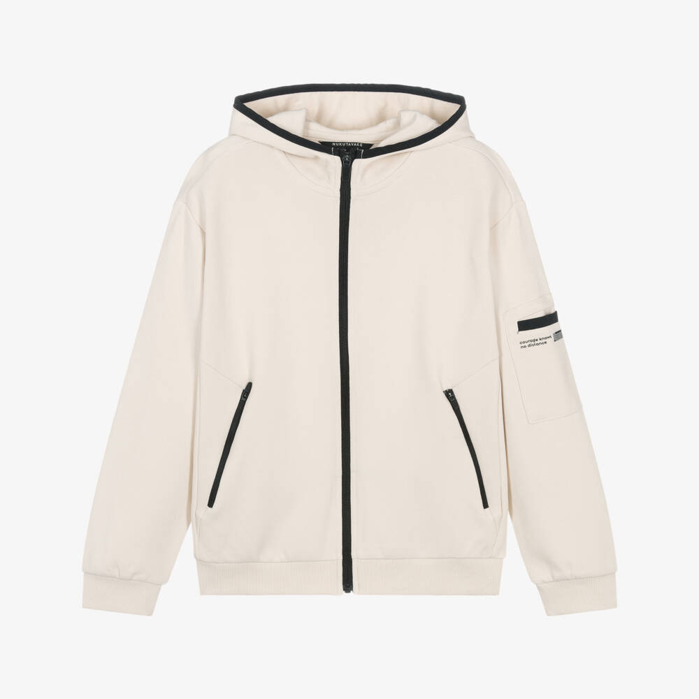 Mayoral Nukutavake-Boys Sand-Toned Cotton Hoodie | Childrensalon Outlet