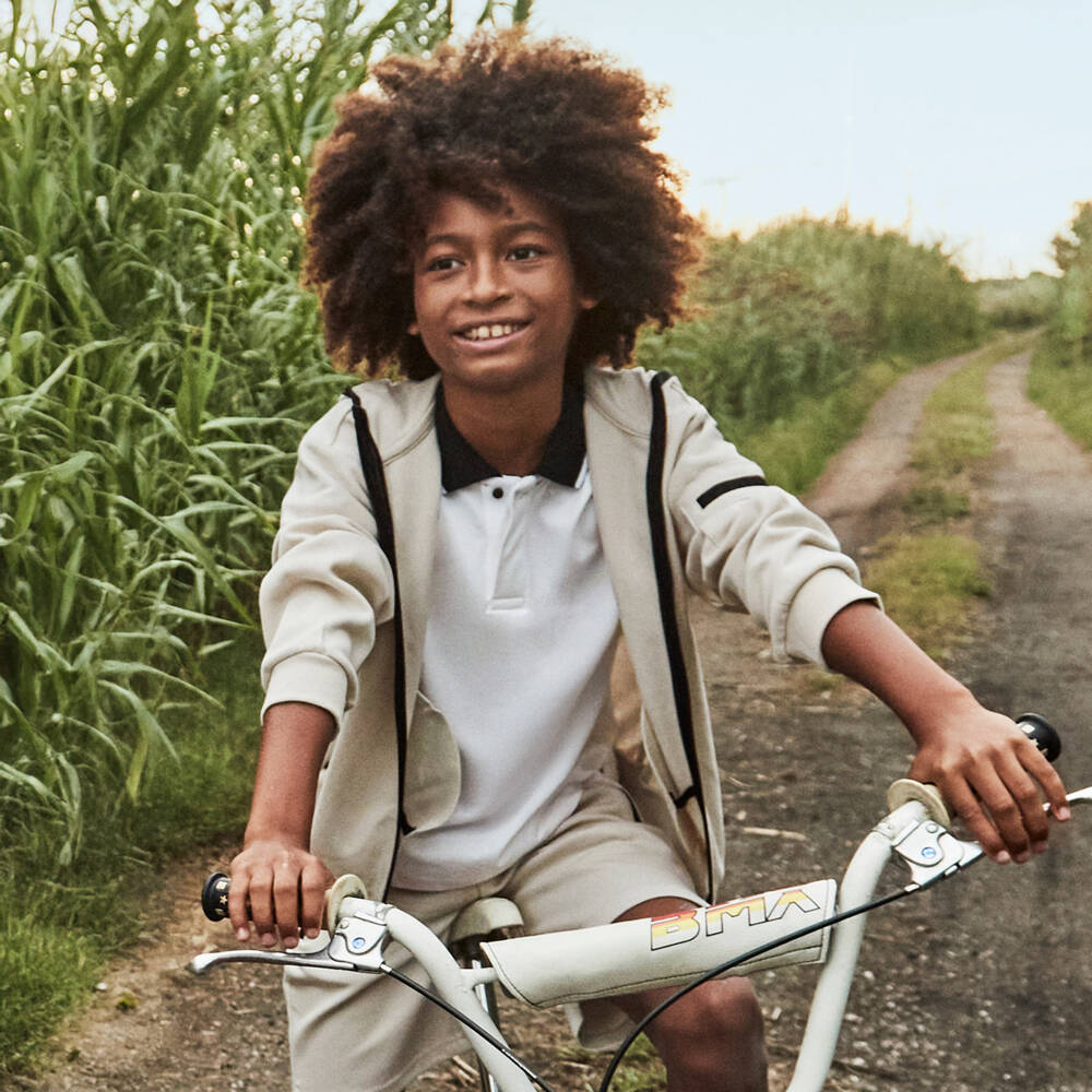 Mayoral Nukutavake-Boys Sand-Toned Cotton Hoodie | Childrensalon Outlet