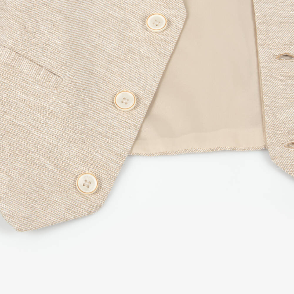 Mayoral-Boys Sand-Toned Linen & Cotton Vest | Childrensalon Outlet