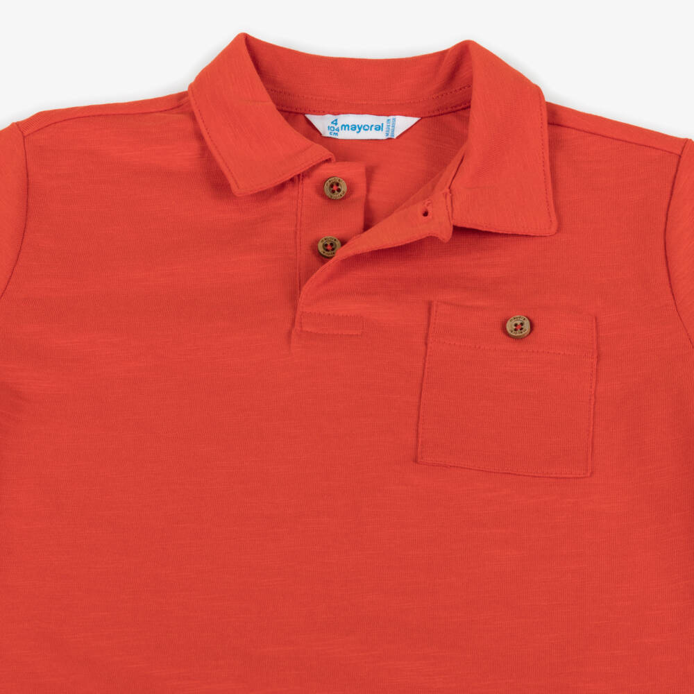 Mayoral-Boys Scarlet Cotton Polo with Pocket | Childrensalon Outlet