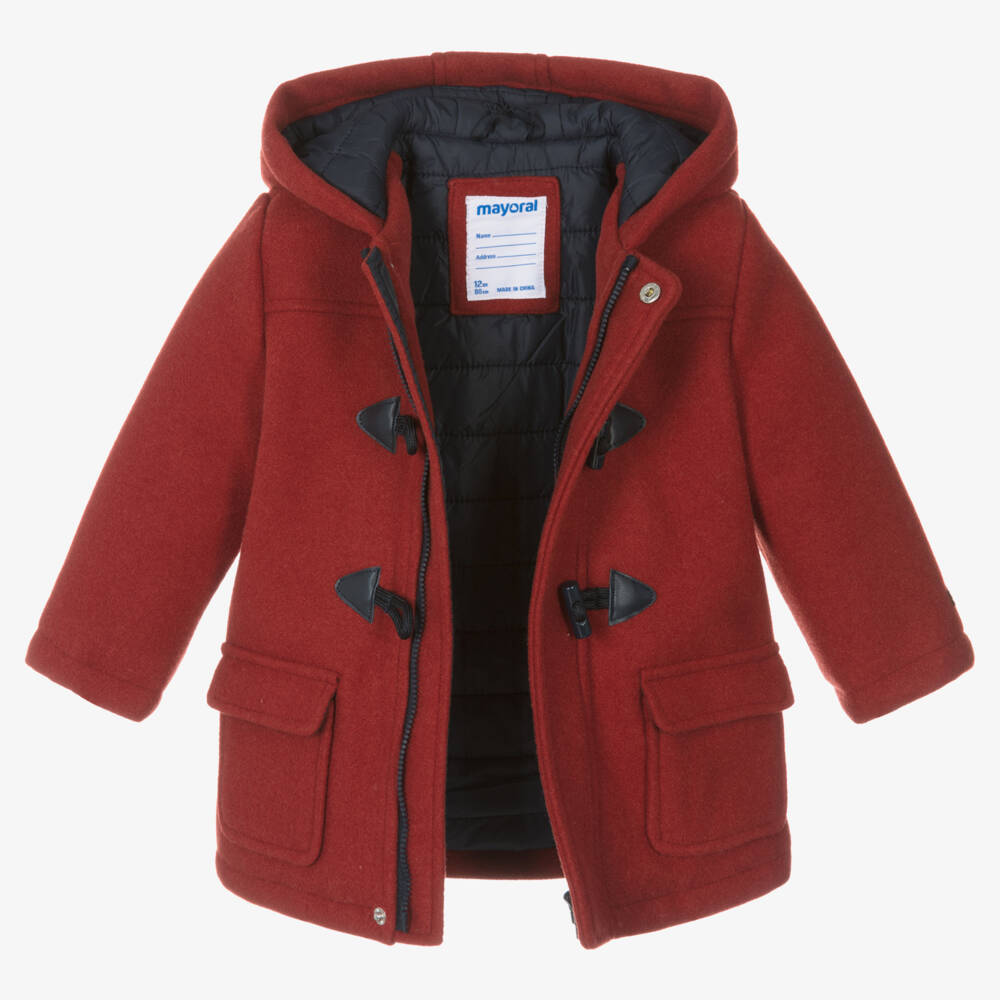 Mayoral-معطف دافيل هودي فيسكوز وأكريليك محبوك أحمر | Childrensalon Outlet