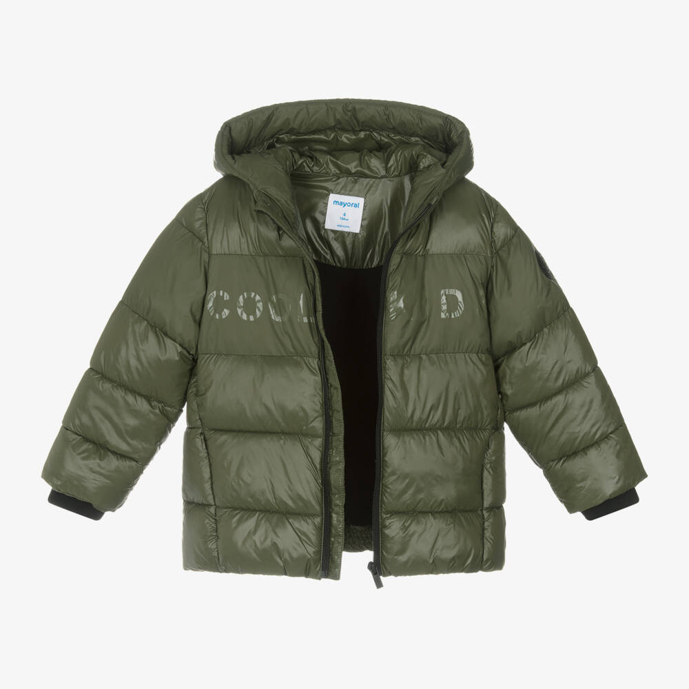 Mayoral-Boys Shiny Green Hooded Jacket | Childrensalon Outlet