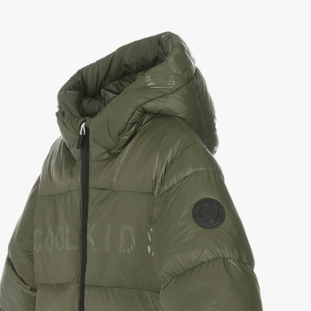 Mayoral-Boys Shiny Green Hooded Jacket | Childrensalon Outlet