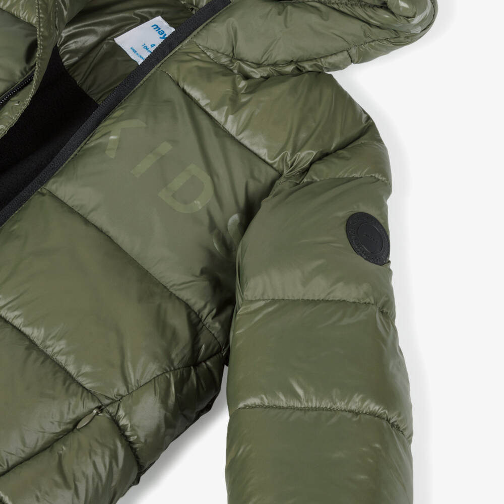 Mayoral-Boys Shiny Green Hooded Jacket | Childrensalon Outlet