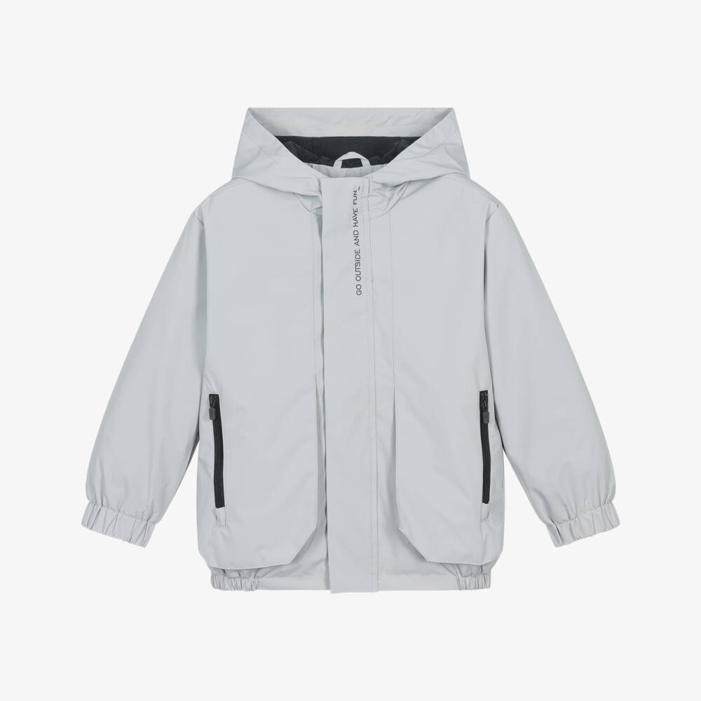 Mayoral-Boys Silky Grey Hooded Jacket | Childrensalon Outlet