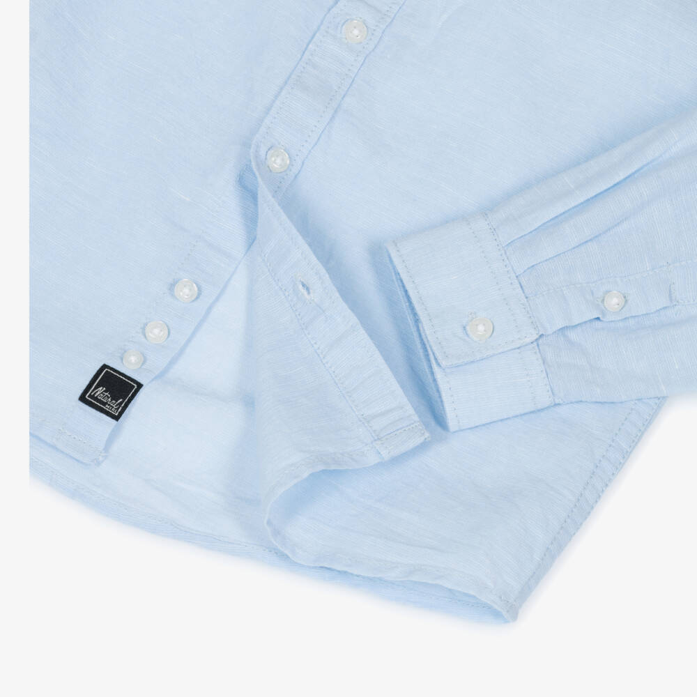 Mayoral-Хлопковая льняная рубашка небесно-голубого цвета для мальчиков | Childrensalon Outlet