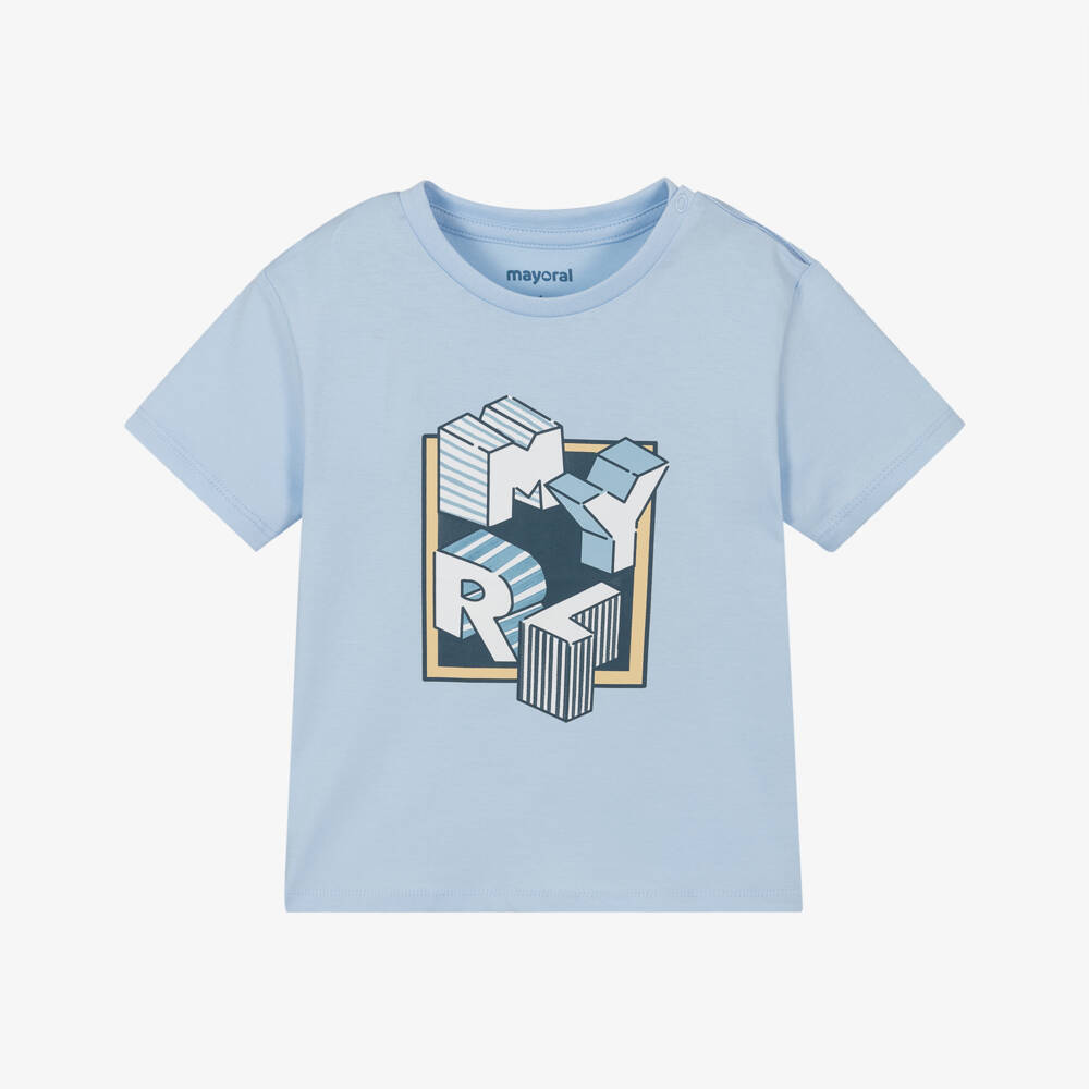 Mayoral-Boys Sky Blue Cotton Tee | Childrensalon Outlet