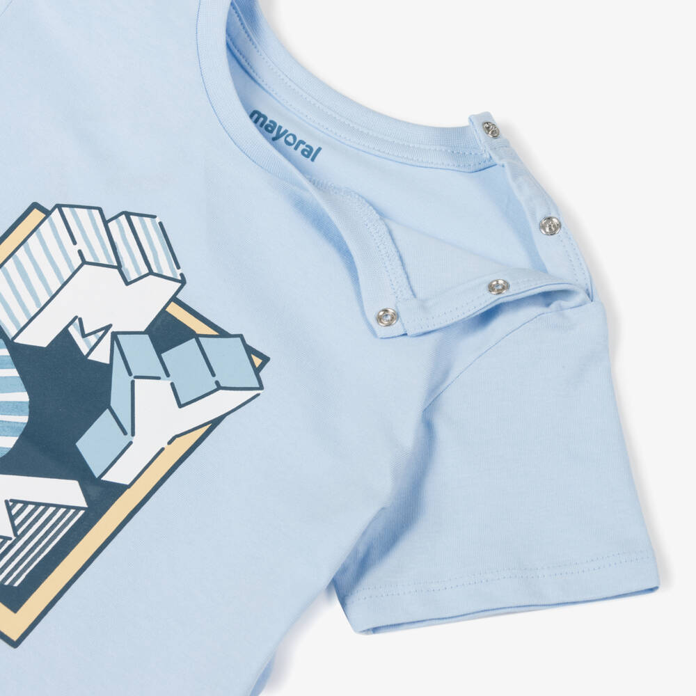 Mayoral-Boys Sky Blue Cotton Tee | Childrensalon Outlet