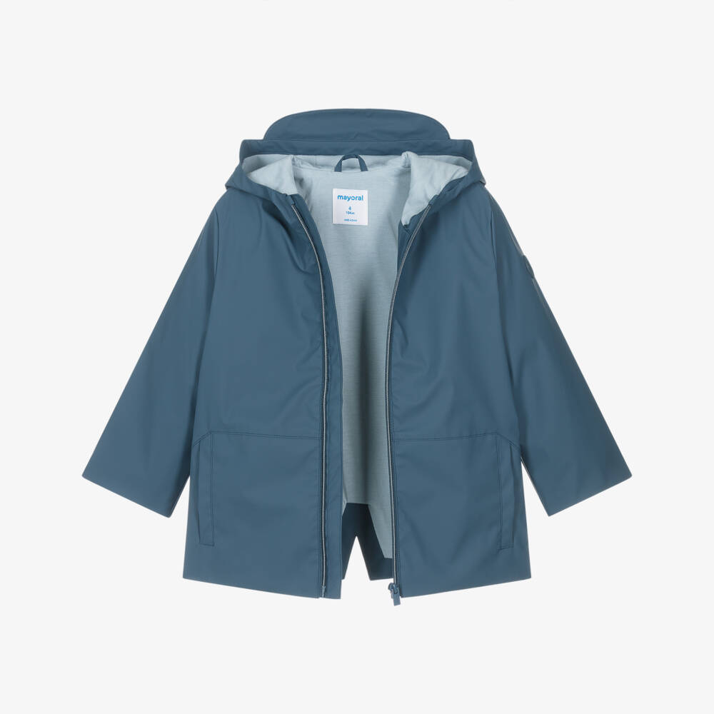 Mayoral-Boys Sky-Blue Hooded Waterproof Jacket | Childrensalon Outlet