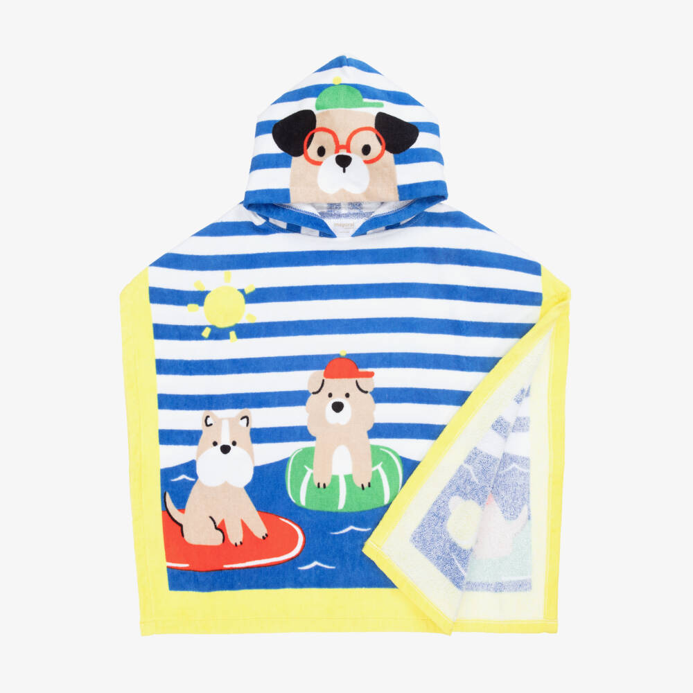 Mayoral Для новорожденных-Пончо с капюшоном в полоску небесно-голубого цвета для мальчиков | Childrensalon Outlet