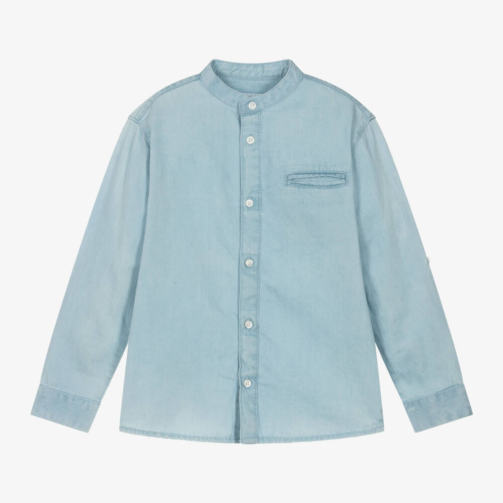 Mayoral-Рубашка из хлопкового шамбре небесного цвета для мальчиков | Childrensalon Outlet
