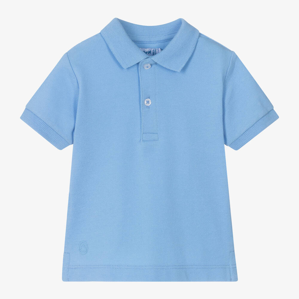 Mayoral-Boys Sky-Hued Cotton Polo Top | Childrensalon Outlet