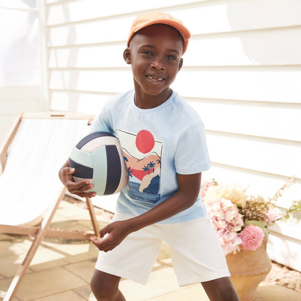 Mayoral-Boys Sky-Hued Cotton Tee | Childrensalon Outlet