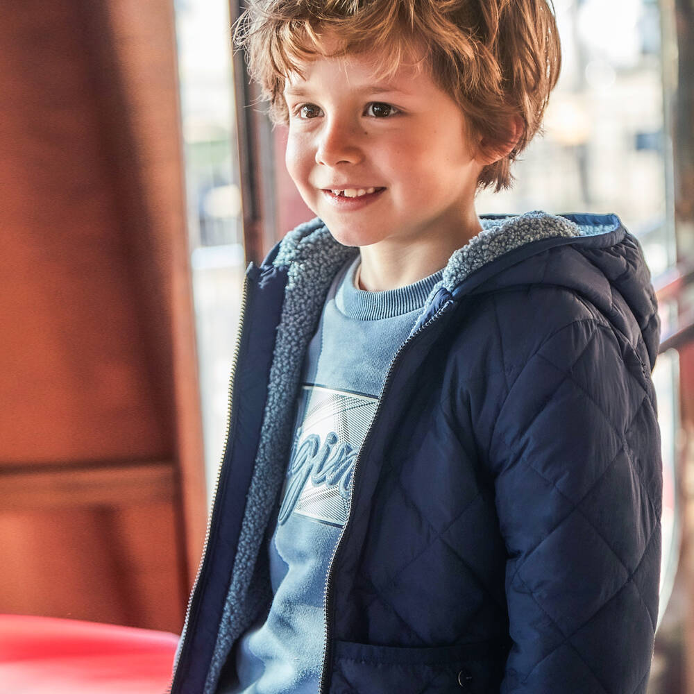 Mayoral-Boys Sky-Hued Double-Faced Jacket | Childrensalon Outlet