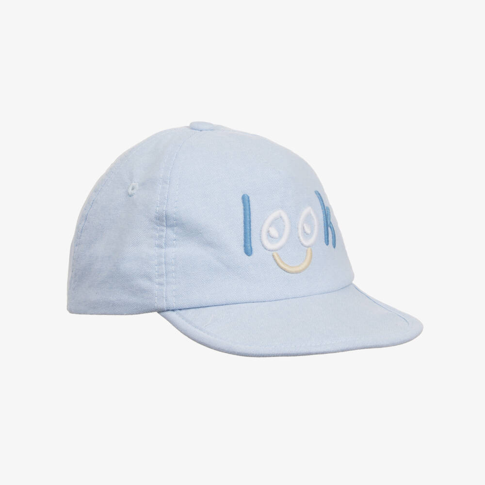 Mayoral-Boys Sky Oxford Cotton Hat | Childrensalon Outlet