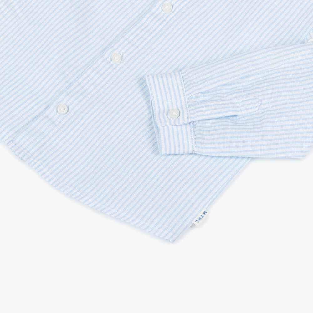 Mayoral-Boys Sky Stripe Linen Blend Shirt | Childrensalon Outlet