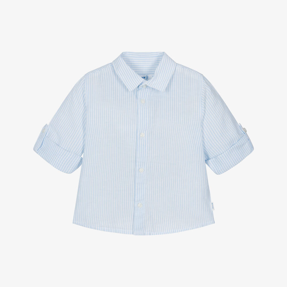 Mayoral-Рубашка из льняной смеси в небесную полоску для мальчиков | Childrensalon Outlet