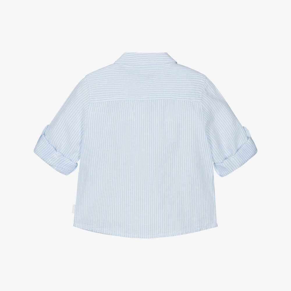 Mayoral-Boys Sky Stripe Linen Blend Shirt | Childrensalon Outlet