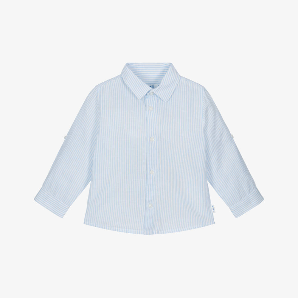 Mayoral-Boys Sky Stripe Linen Blend Shirt | Childrensalon Outlet