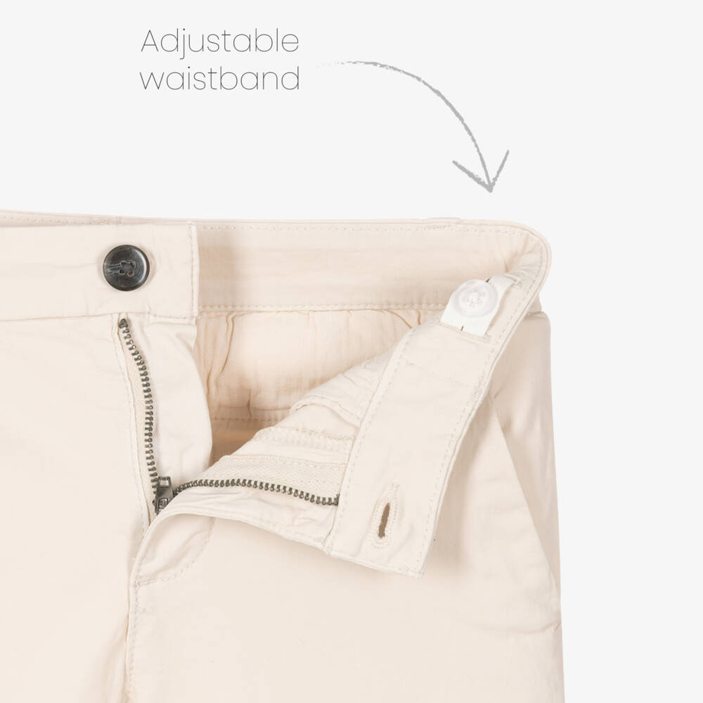 Mayoral Nukutavake-Boys Slim Beige Cotton Trousers | Childrensalon Outlet