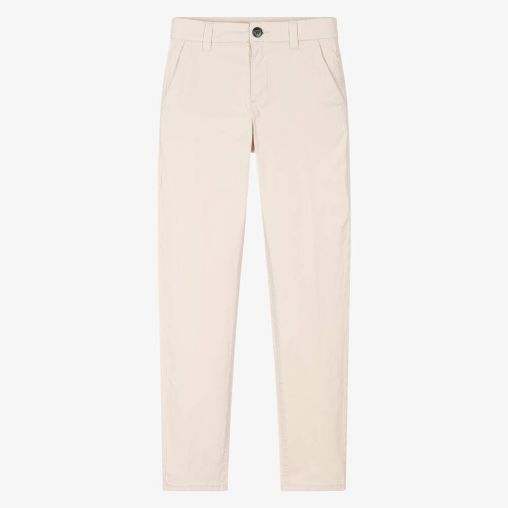 Mayoral Nukutavake-Boys Slim Beige Cotton Trousers | Childrensalon Outlet
