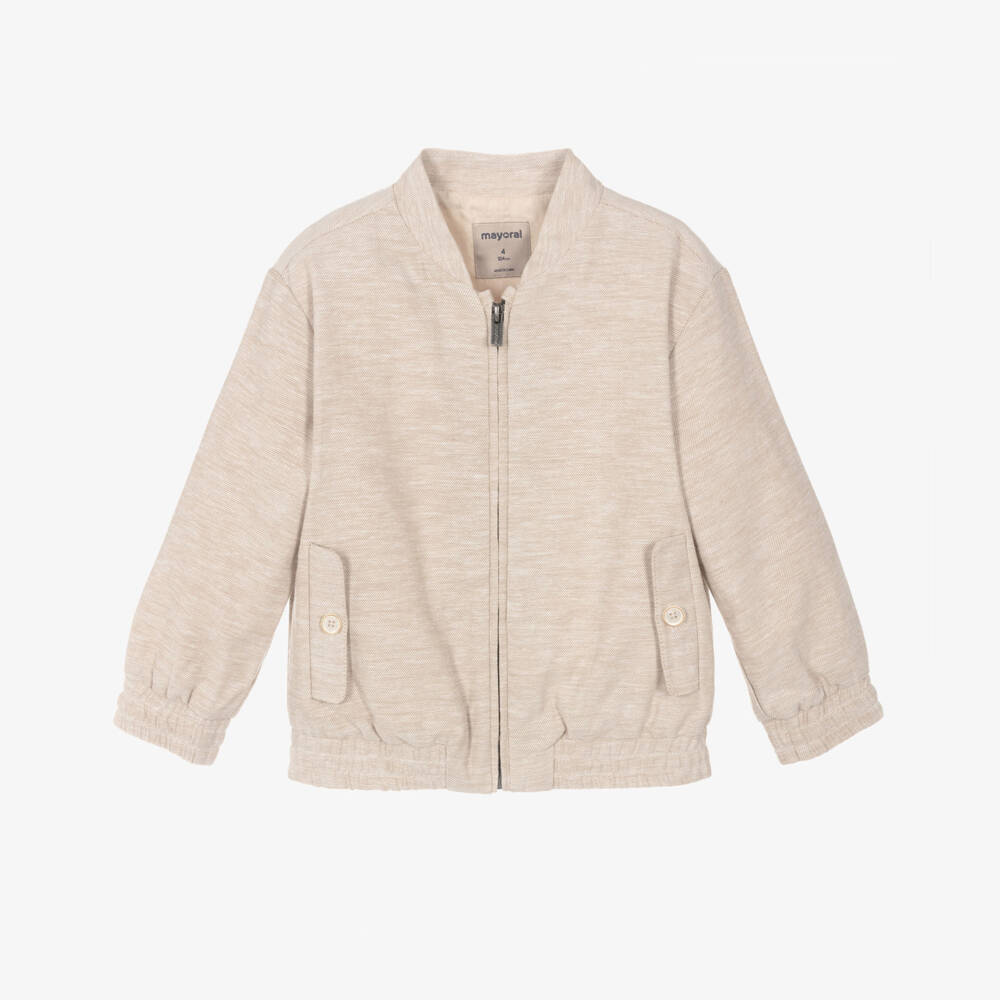 Mayoral-Boys Soft Beige Bomber Jacket | Childrensalon Outlet