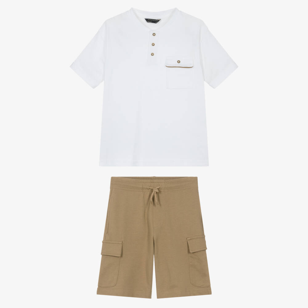 Mayoral Nukutavake-Boys Soft Beige Cargo Ensemble | Childrensalon Outlet