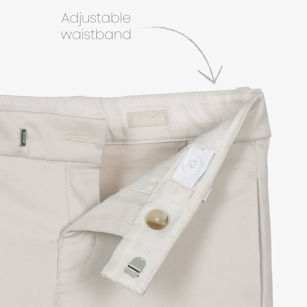 Mayoral-Boys Soft Beige Cotton Twill Trousers | Childrensalon Outlet