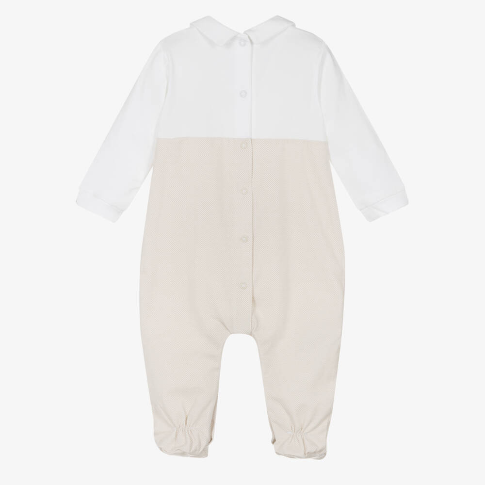 Mayoral Newborn-Boys Soft Beige & Cream Romper | Childrensalon Outlet