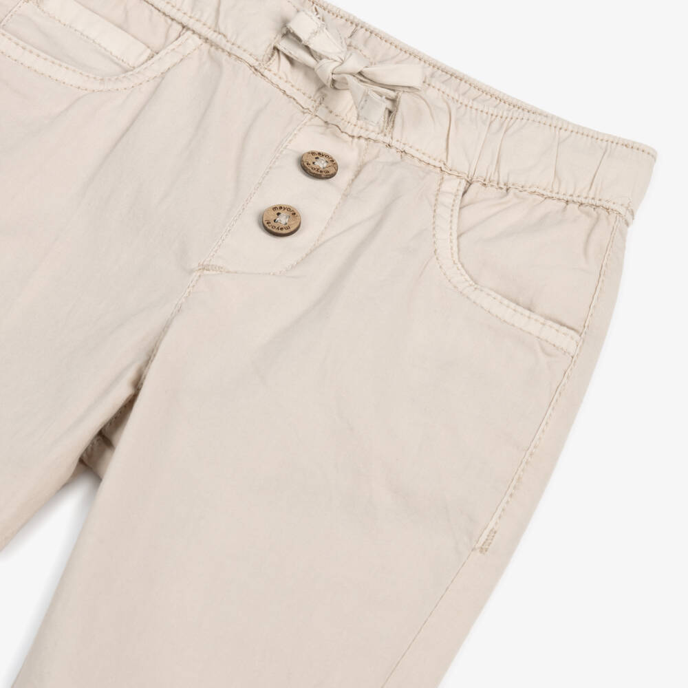 Mayoral-Мягкие бежевые брюки на шнурке для мальчиков | Childrensalon Outlet