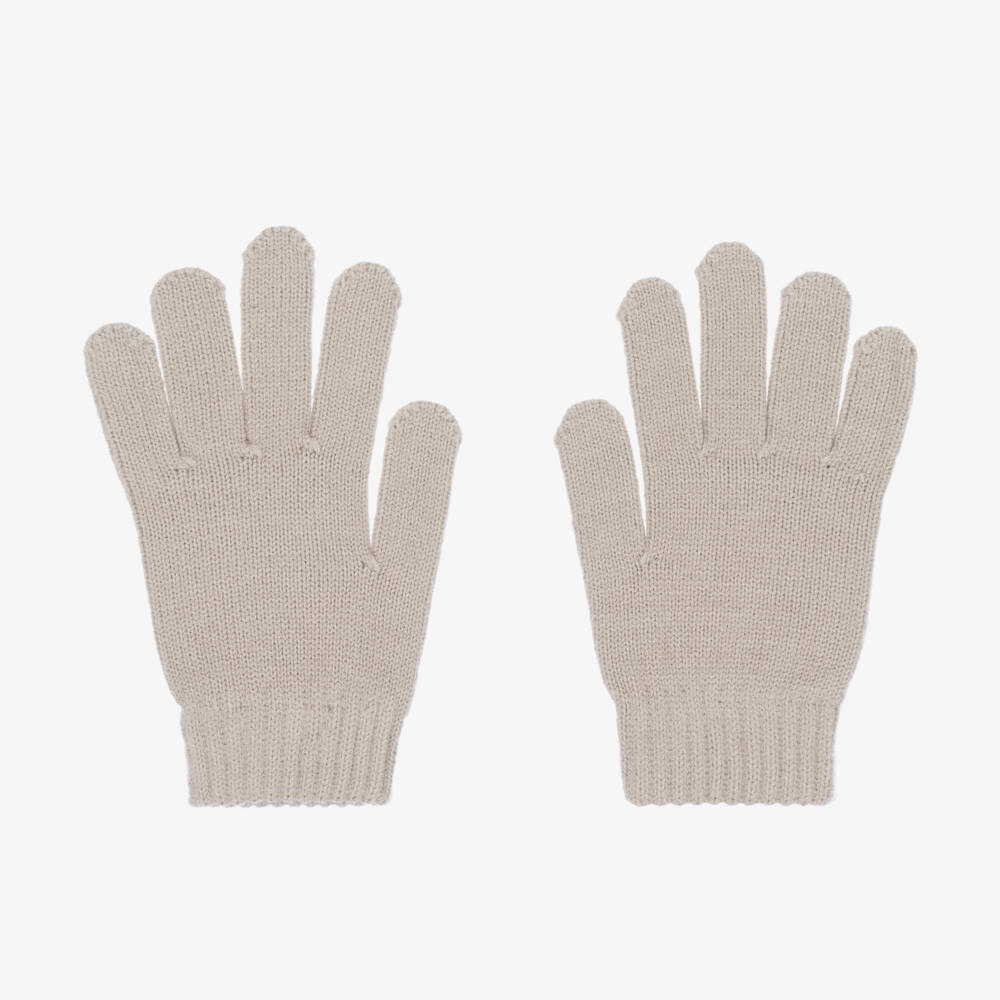Mayoral-Boys Soft Beige Knit Mittens | Childrensalon Outlet