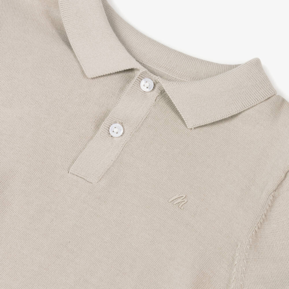 Mayoral-Boys Soft Beige Knitted Polo | Childrensalon Outlet
