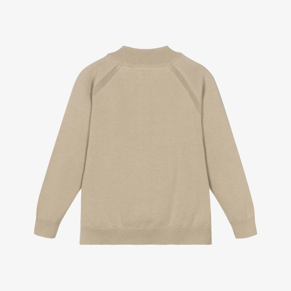 Mayoral-Boys Soft Beige Zip Cardigan | Childrensalon Outlet