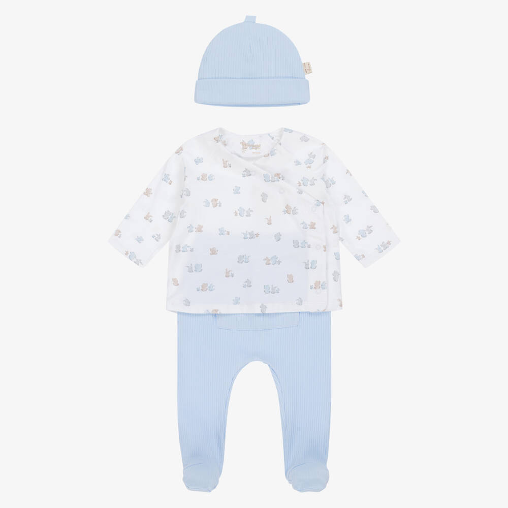 Mayoral Newborn-طقم هدية أفارول قطن لون أزرق فاتح للأولاد الرضع | Childrensalon Outlet
