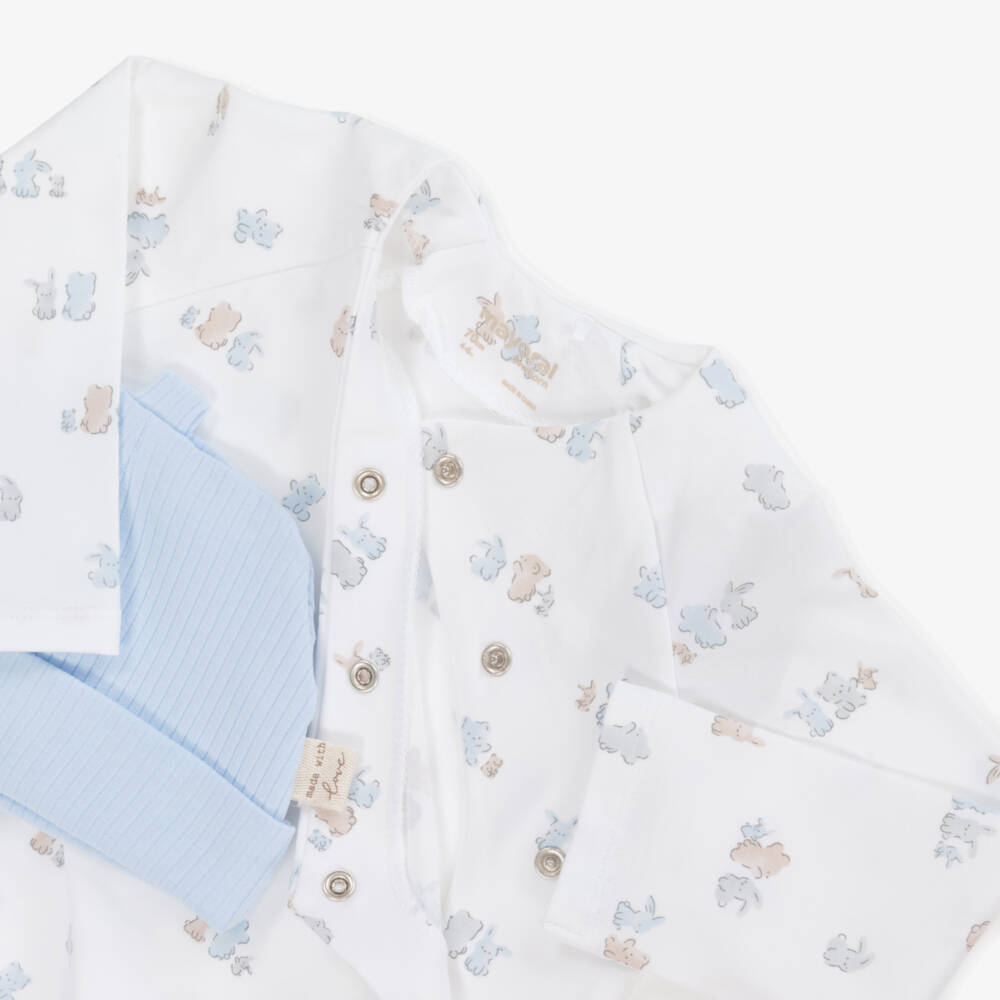 Mayoral Newborn-Boys Soft Blue Babysuit Ensemble | Childrensalon Outlet