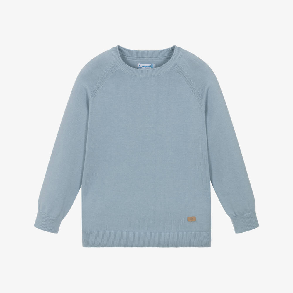 Mayoral-Boys Soft Blue Cotton Pullover | Childrensalon Outlet