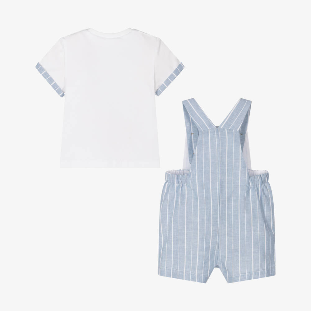 Mayoral Newborn-Boys Soft Blue Dungaree Ensemble | Childrensalon Outlet