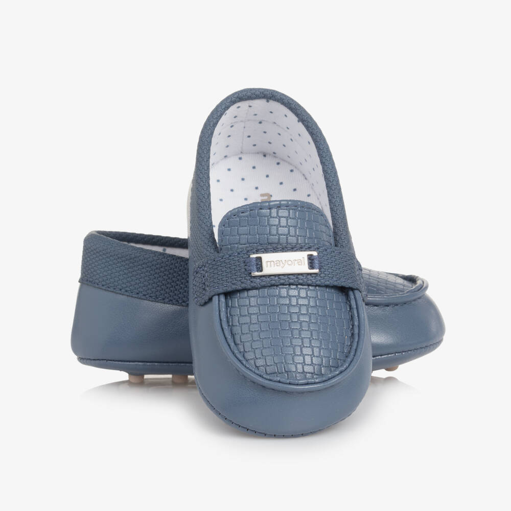 Mayoral Newborn-Boys Soft Blue Moccasin Pre-Walkers | Childrensalon Outlet